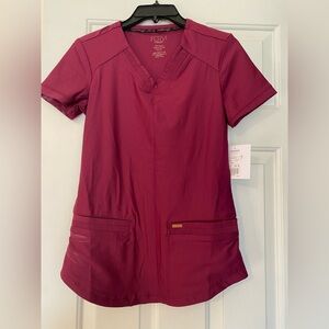 Cherokee Burgundy V-Neck Scrub Top